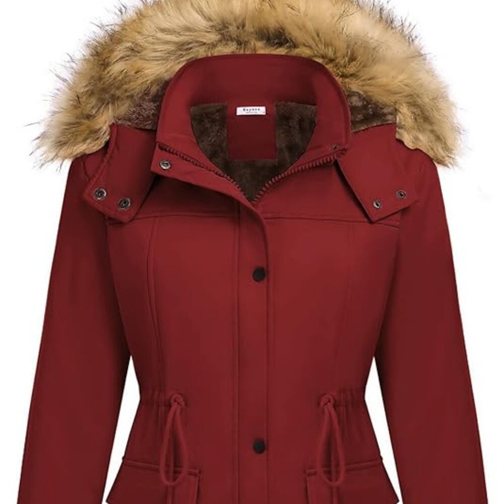 Beyove Womens Winter Coat. Removable Hood. Warm Faux Fur Lined Thicken Parka